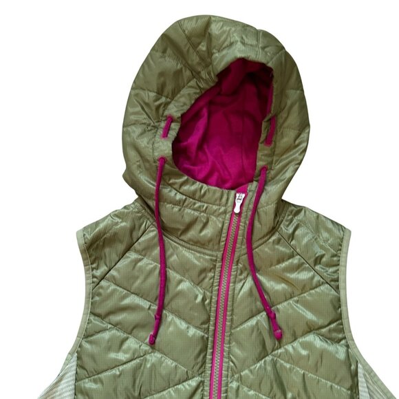 Smartwool Olive Green Hooded Vest with Pink Accents - Picture 2 of 9